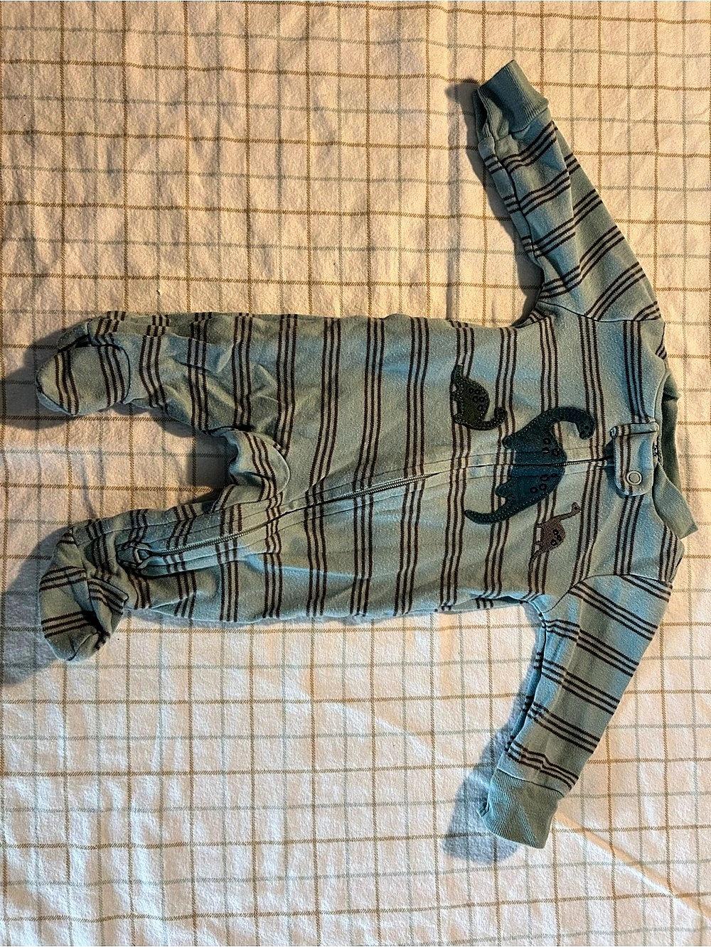 Newborn Striped Footed Sleeper in Blue